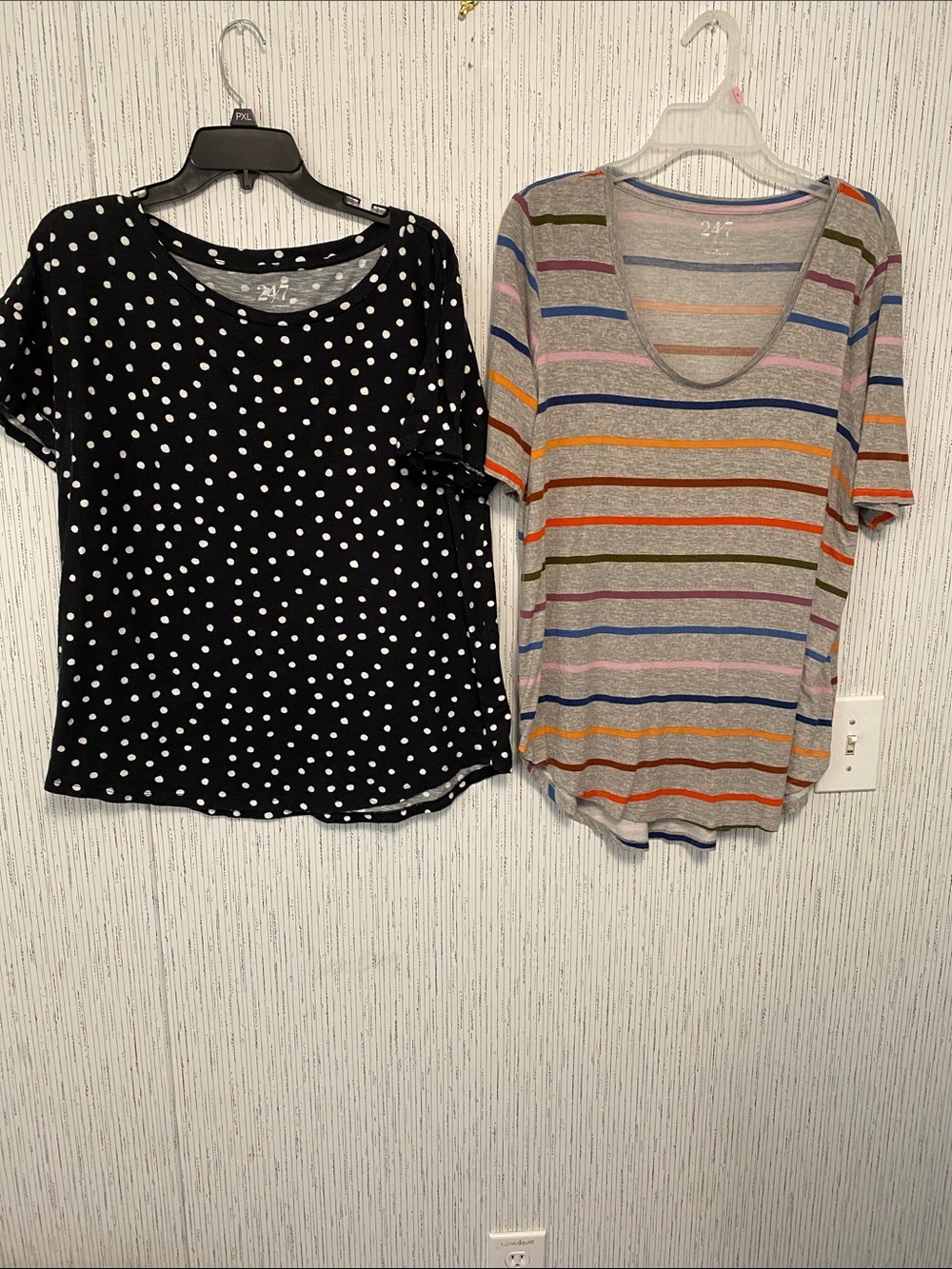 Maurices 24/7 Bundle XL Black Polk & Gray Striped Comfortable Causal Wear